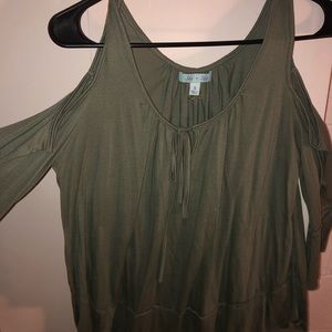 She + Sky army green long sleeve shirt